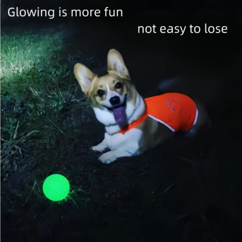 Indestructible Dog Chew Toy - Glow-in-the-Dark Rubber Dog Ball - Durable,