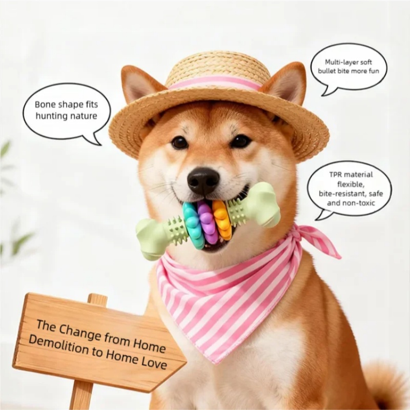 Durable TPR Dog Chew Toy Bone  - Teeth Cleaning Dog Chew Bone 评论和价格
