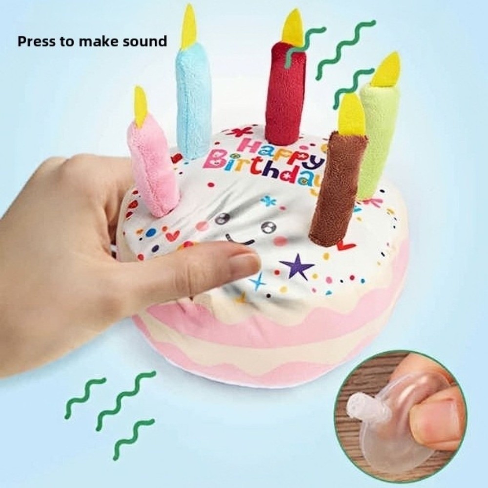 New Birthday Cake Dog Toys Int - Interactive Squeaky Plush Dog Toy 评论和价格
